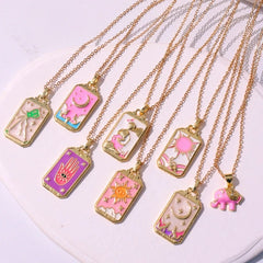 Pink Tarot Card Necklace