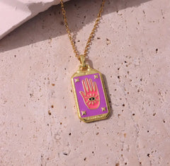 Pink Tarot Card Necklace