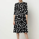 Vintage Polka Point Slim Dress Elegant Half Sleeve A-line Dress For OL Casual Spring Summer Holiday Party vestidos