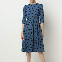 Vintage Polka Point Slim Dress Elegant Half Sleeve A-line Dress For OL Casual Spring Summer Holiday Party vestidos