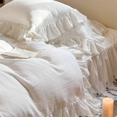 White French Lace Ruffle Duvet Cover