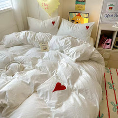 White Heart Coquette Bedding Set