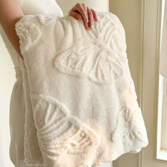 White Butterfly Flannel Blanket