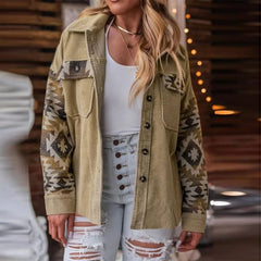Lilibet Aztec Print Corduroy Shacket