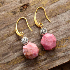 Rhodonite Stone Dangle Earrings