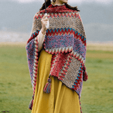 Multicolored Knitted Poncho Cape