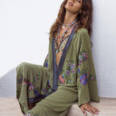 National Style Embroidered Cover-Up Kimono