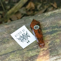 Red Obsidian Crystal Pipe