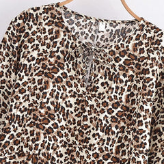 Leopard Print Long Sleeve Blouse