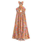 Santorini Halter Cross Front Maxi Dress