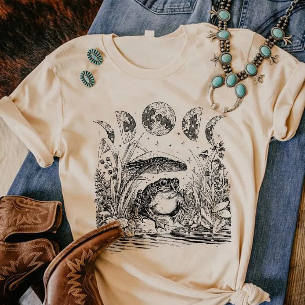 Frog Mushroom Moon Witchy T-Shirt