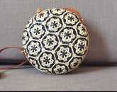 Round Colorful Flower Pattern Rattan Bag