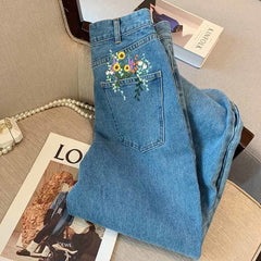 Flowers In My Pocket Embroidered Jeans