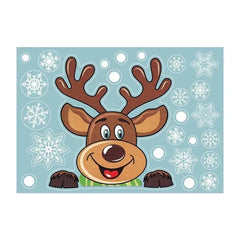 Snowflakes, Santa, & Elk Christmas Window Stickers
