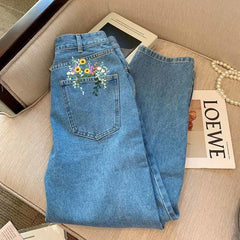 Flowers In My Pocket Embroidered Jeans