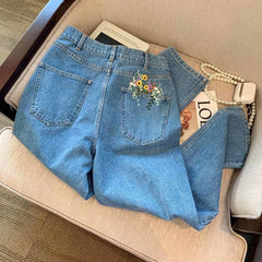Flowers In My Pocket Embroidered Jeans