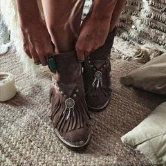 Fringed Boho Dreamcatcher Ankle Boots