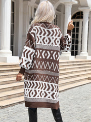 Geometric Pattern Sweater Cardigan