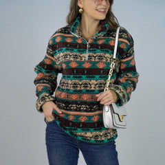 Grace Aztec Print Plush Sweatshirt