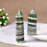 Green Zebra Jasper Crystal Point Tower