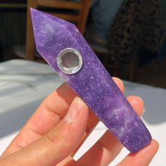 Lepidolite Crystal Pipe