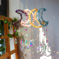 Natural Crystal Moon-Shaped Suncatcher