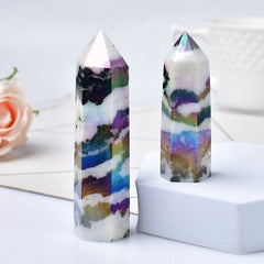 Natural Titanium Aura Crystal Tower
