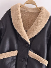 Nelly Faux Leather Mid-Length Coat