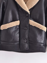 Nelly Faux Leather Mid-Length Coat