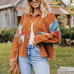 Océane Aztec Patchwork Corduroy Shacket