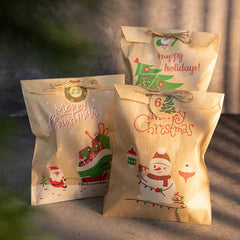 Retro Christmas Kraft Paper Bags 24pcs