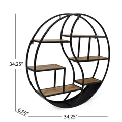 Rustic Wood Floating Circular Shelf