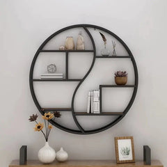 Rustic Wood Floating Circular Shelf