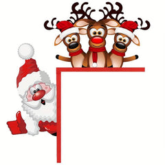Santa and Reindeer Wooden Corner Decoration