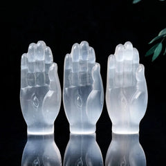 Selenite Hamsa Hand Crystal Carving