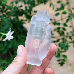 Selenite Hamsa Hand Crystal Carving