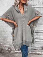Shanti Knitted Hooded Poncho