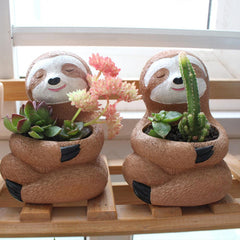 Sloth Resin Flower Pot