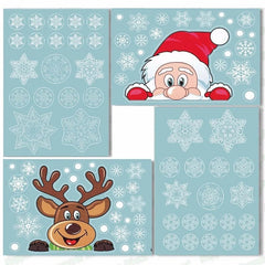 Snowflakes, Santa, & Elk Christmas Window Stickers