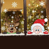 Snowflakes, Santa, & Elk Christmas Window Stickers
