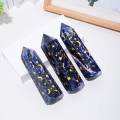 Sodalite With Gold Star And Moon Crystal Tower
