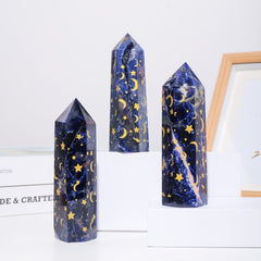 Sodalite With Gold Star And Moon Crystal Tower