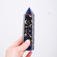 Sodalite With Gold Star And Moon Crystal Tower