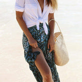 Ladies Casual Boho Tribal Floral Skirt Female Summer Beachwear Party Casual Long Maxi Skirt Sundress