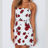 Mini Floral Dress Summer Fashion Ladies Slim Bodycon Party Clubwear Beach Holiday Sleeveless Zipper Sundress