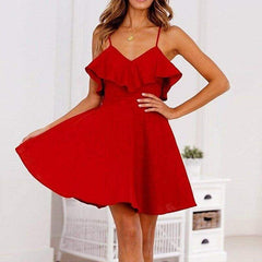 WomenBoho Floral Chiffon Sleeveless Ladies Backless Summer Party Evening Beach Short Mini Dress Sundress