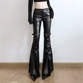 Gothic Leather Flare Pants