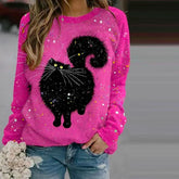Casual Cat Print Sweatshirt