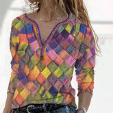 Colorful Geometric Print Blouse