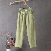 【Cotton And Linen】Solid Colour Casual Trousers